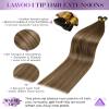 LaaVoo Itip Human Hair Extensions Brown Ombre Light Brown to Golden Brown I Tips Hair Extensions Real Hair I Tip Hair Extension Silky Straight Hair 14 inch 80g 160s view 2