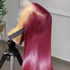 oulaer Burgundy Bone Straight Lace Front Human Hair Wig Red 99J Colored 13x6 HD Lace Frontal Wigs For Women Pre Plucked With Baby Hair Glueless Wigs Bleached Knots 150% Density 18Inch view 1