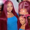 oulaer Burgundy Bone Straight Lace Front Human Hair Wig Red 99J Colored 13x6 HD Lace Frontal Wigs For Women Pre Plucked With Baby Hair Glueless Wigs Bleached Knots 150% Density 18Inch view 2