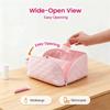 2026 New Travel Makeup Bag for Women, Wide Open Lay-Flat Cosmetic Case with Puffy Padded Compartments, Water-Resistant Large Capacity Organizer for Toiletries & Brushes (Pink) view 2