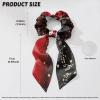 TSOVTHRID Red Black Plaid Satin Hair Ties for Women Christmas Music Note Elastic Hair Ties Knotted Ribbon Girls Bow Scrunchies with Long Tails 2 Pcs view 4