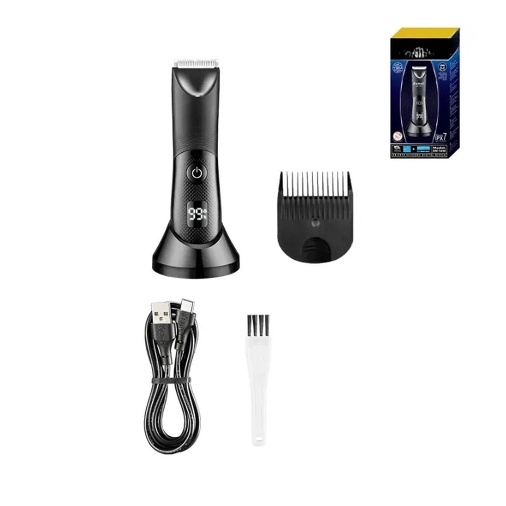 Compatible With Kemei Waterproof Groin & Pubic Hair Trimmer for Men Rechargeable Body Groomer with Ceramic Blade, Male Hygiene Razor