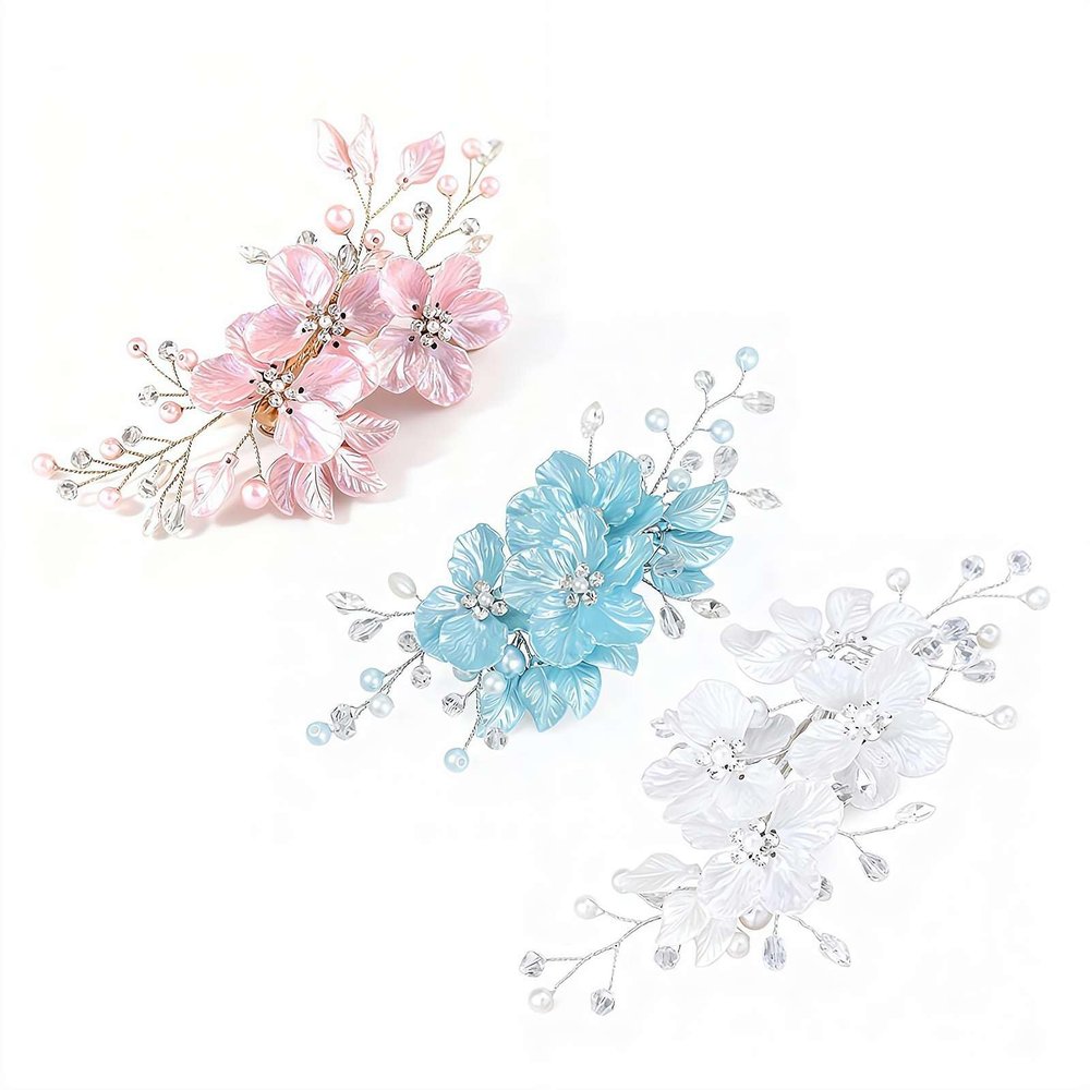 3Pcs Wedding Bridal Pearl Hair Comb Wedding Hair Comb Bridal Hairs Accessories Pearl Flower Hairs Accessories for Party, Prom
