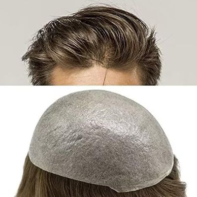 JUST HAIR Thin Skin Mens Toupee Human Hair Replacement V-looped Men Hair Piece 0.04mm Invisible Toupee for Men Hair System 6X8-80% density#5 Medium Light Brown