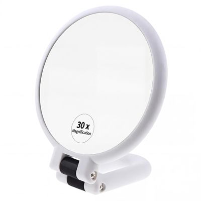 1x 30x Magnifying Hand Held MirrorDouble Side Travel Mirror with Foldable Handle1x 30x Magnification Hand Mirror for Women Travel Table Desk