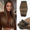 Bella Hair Premium Remy Human Hair Weave Silky Straight, Upgraded Voluminous Full & Thick Human Hair Bundle Extension - Ombre Color #T2/6/P2 16 inch view 1