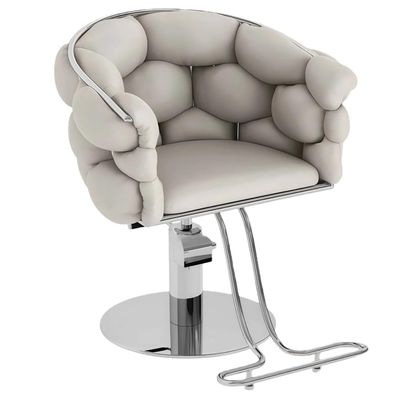Barber Chair with Heavy Duty Hydraulic Pump, Height Adjustable, 360 Rolling Swivel, Stainless Steel Frame, for Hair Stylist, Barbershop, Beauty Shop,Light Gray,Silver Frame