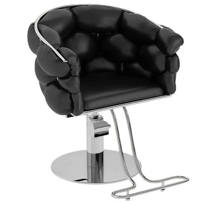 Barber Chair with Heavy Duty Hydraulic Pump, Height Adjustable, 360 Rolling Swivel, Stainless Steel Frame, for Hair Stylist, Barbershop, Beauty Shop,Black,Silver Frame