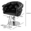 Barber Chair with Heavy Duty Hydraulic Pump, Height Adjustable, 360 Rolling Swivel, Stainless Steel Frame, for Hair Stylist, Barbershop, Beauty Shop,Black,Silver Frame view 2