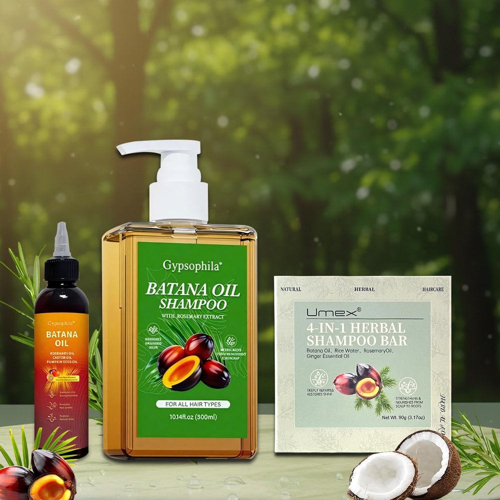 Batana Oil & Natural Herbal Shampoo Bar Hair Care Set - For Dry, Damaged Hair - Nourishing Blend with Argan Oil - Sulfate Free & Eco Friendly