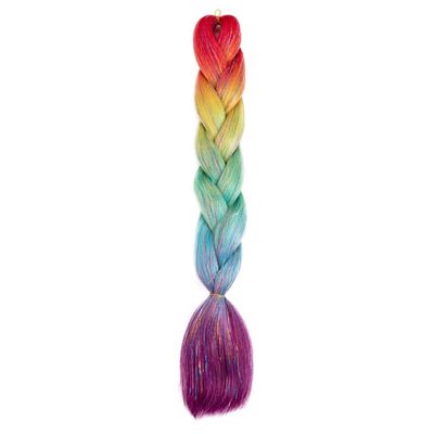 LiuliuBull Ombre Synthetic Glitter Jumbo Braids Extensions - 24 Inch Sparkle Rainbow Colored Braiding Hair for Women DIY Hairstyle(H69)