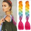 LiuliuBull Ombre Synthetic Glitter Jumbo Braids Extensions - 24 Inch Sparkle Rainbow Colored Braiding Hair for Women DIY Hairstyle(H69) view 3
