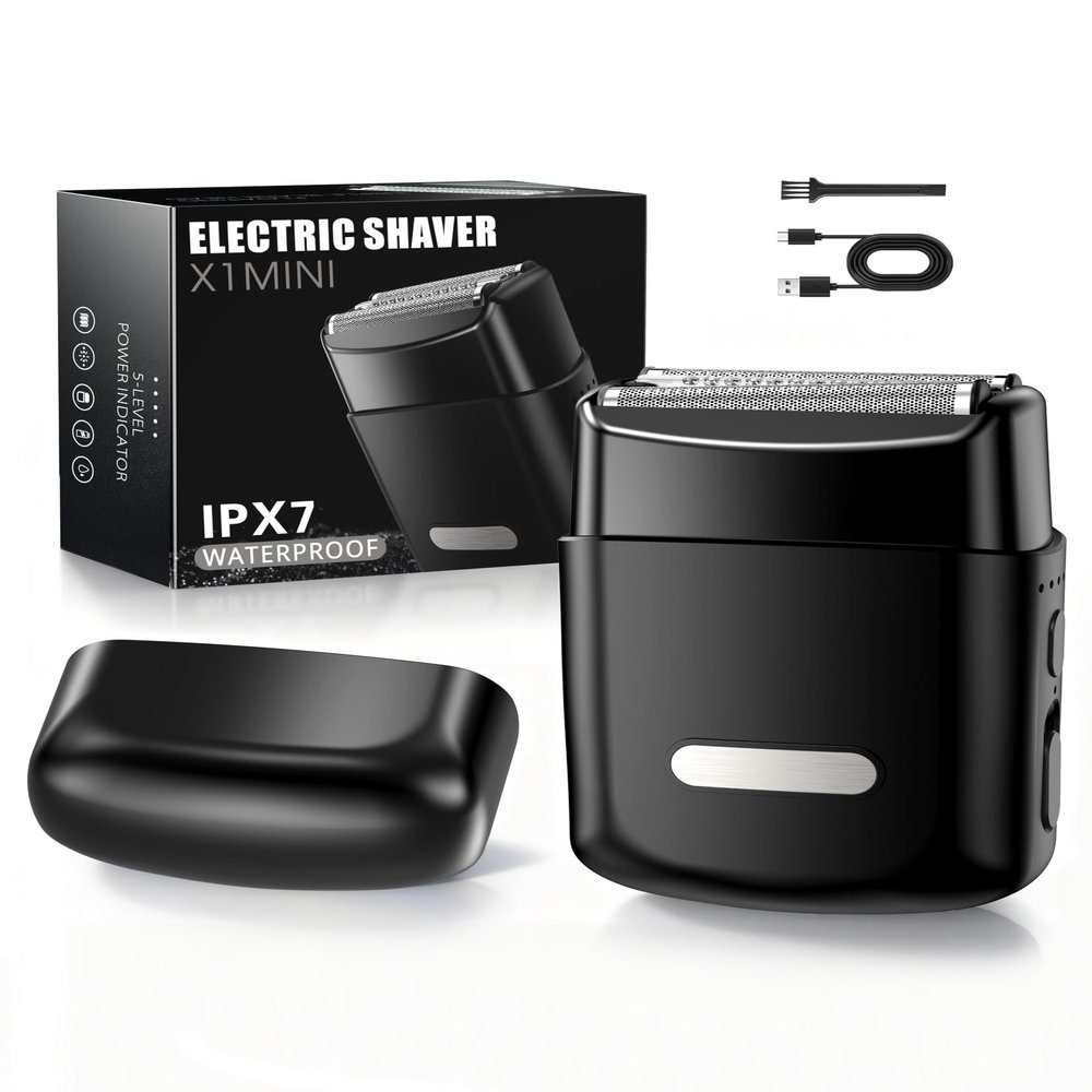 Electric Foil Shavers for Men: Mini Electric Razor with 3D Floating Blades for Smooth Shaving, IPX7 Waterproof & USB-C Fast Charge Cordless Face Shaver, Portable Home & Travel Grooming Gift