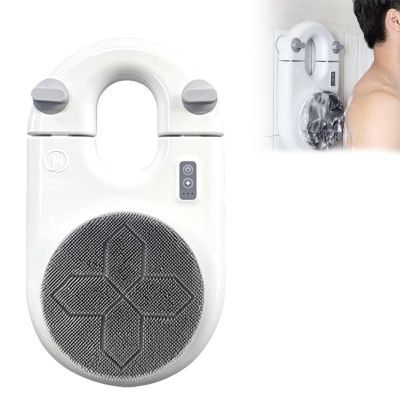 360 Automatic Rota-Tion Shower Brush, Wall-Mounted Electric Back Scrubber with 170mm Large Brush Heads, 2-Speed & 2-Level Height, Suction Cup/Back Mounting Methods for Shower Cleansing