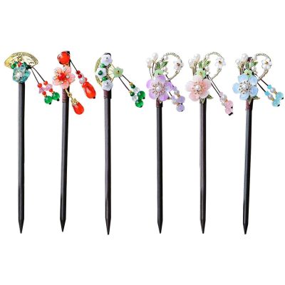 5 Pcs Chinese Flower Hair Sticks for Women Girls Vintage Retro Wooden Hair Pins Traditional Decorative Hair Accessories