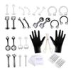 Jorzer Body Piercing Kit Stainless Steel Tongue Rings Belly Button Piercing Jewelry Black 47PCS.. view 1