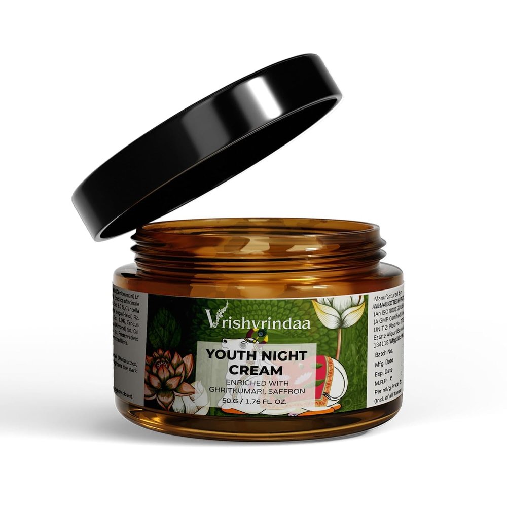 MAHANT Youthful Glow Night Cream for Men & Women 50g | Enriched with Aloe Vera, Saffron & Turmeric | Hydrating & Brightening Night Moisturizer for Soft, Radiant Skin