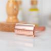 J&L Naturals Reusable Safety Razor Set, Stainless Steel, Double-Sided, Black/Rose Gold/Green/White, 5 Refill Blades, with Stand (Rose Gold) view 2