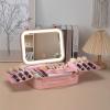 ANGESHA Professional Makeup Case with Adjustable LED Rings Light and Mirrored Portable Cosmetic Organiser for Women view 4