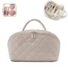 2025 Upgraded Travel Makeup Bag for Women, Makeup Bag for Woman, Puffer Waterproof Cosmetic Organizer with Brush Compartment & Handle, 180 Lay-Flat Design for Full-Size Skincare (Khaki) view 1