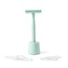 J&L Naturals Reusable Safety Razor Set, Stainless Steel, Double-Sided, Black/Rose Gold/Green/White, 5 Refill Blades, with Stand (Green) view 1