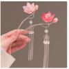 2 Pack Lotus Lantern Light Hairpins for Women and Girls Chinese Dangle Tassel Hair Sticks Hair Accessories view 3
