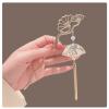2 Pack Metal Flower Hairpins for Women Girls Foldable Small Fan Tassel French Hair Pin Buns Hair Accessories view 3