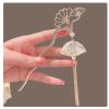 2 Pack Metal Flower Hairpins for Women Girls Foldable Small Fan Tassel French Hair Pin Buns Hair Accessories view 4