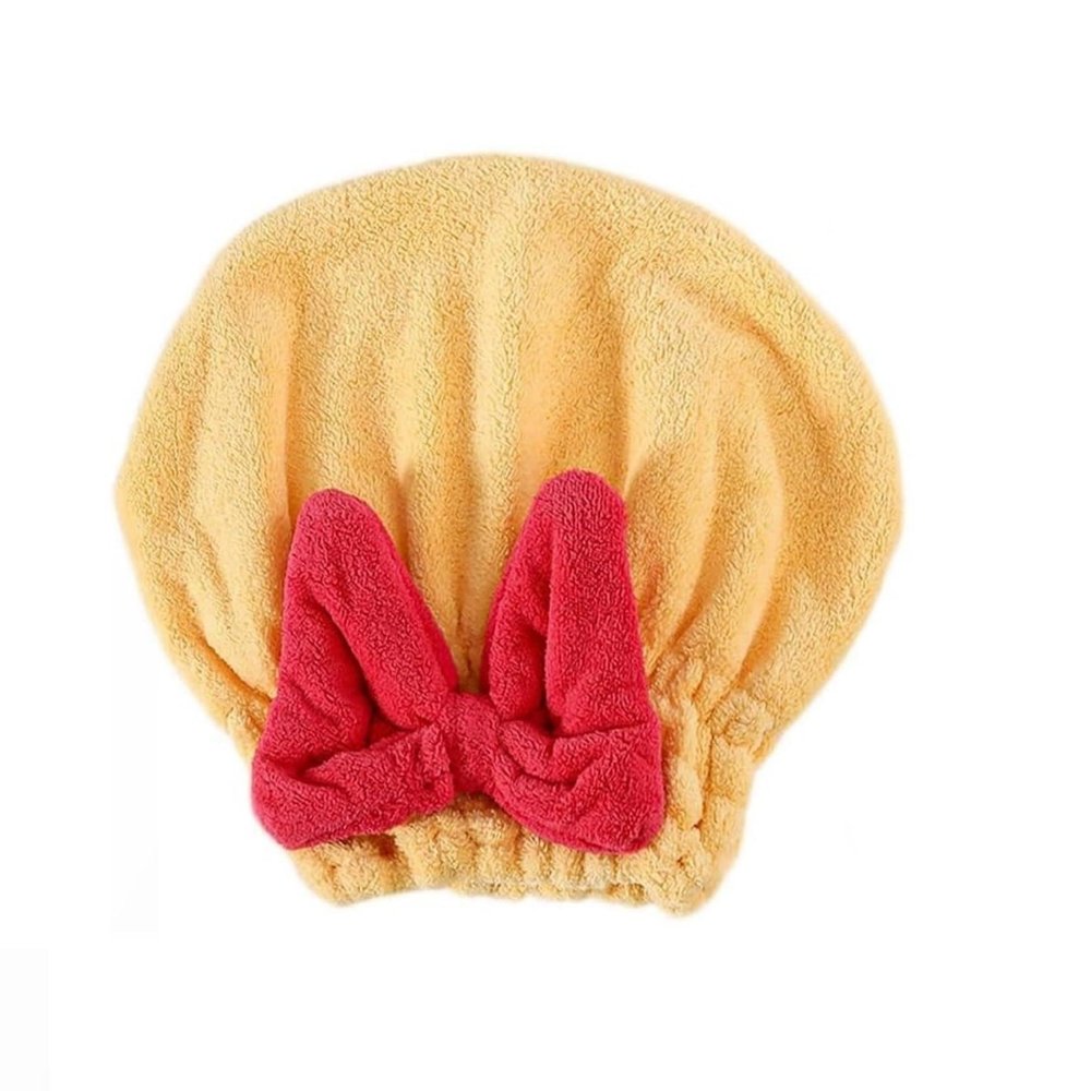 New Super Absorbent Hair Towel Wrap for Wet Hair, Multi Functional Hair Drying Towel Wrap for Shower,Soft Bow Tie Wet Hair Towels Wrap for Women Accessories (Yellow)