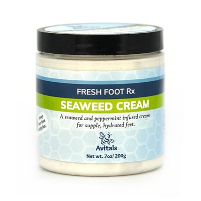 Avital's Apiaries Fresh Foot Rx Seaweed Cream, 7 oz, Moisturizing Foot Cream with Peppermint, Witch Hazel, Panthenol, Allantoin, Cocoa Butter for Cracked Feet, Calluses