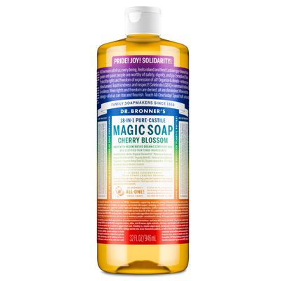 Dr. Bronner's Pure-Castile Limited-Edition Pride Soap Regenerative Organic Certified Oils- 18-in-1 Uses for Face, Body, Hand, Hair, Laundry & More - Vegan, Non-GMO- Body Wash- Cherry Blossom, 32oz