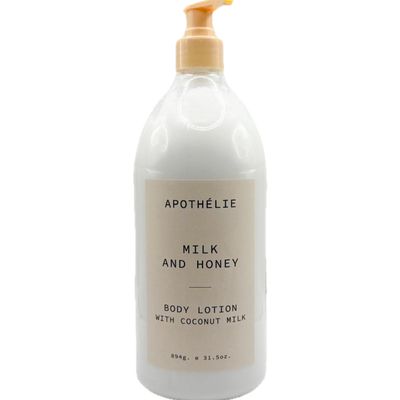 APOTHLIE Milk and Honey Body Lotion with Coconut Milk, Moisturizing Formula, 31.5oz/894g