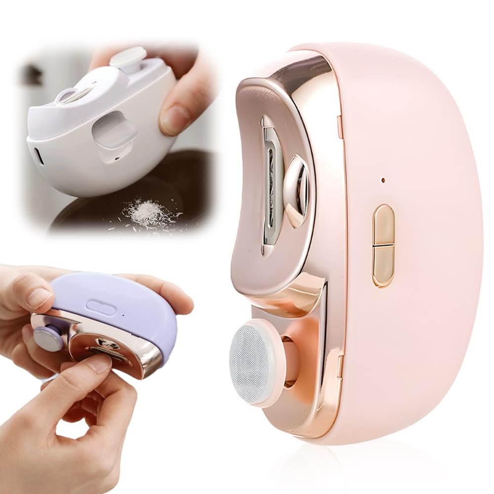 2026 New 3 in 1 Automatic Electric Nail Clipper with Polishing, Safe and Convenient Nail Trimmer, Two-Speed Electric Toe Nail Clippers Nail Cutter with Light for Seniors Kids Adults (Pink)