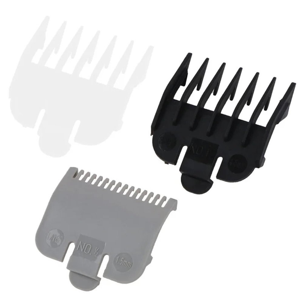3pcs/Set 1.5mm/3mm/4.5mm Universal Hair Clipper Limit Comb Guide Attachment Barber Replacement Black White Gray