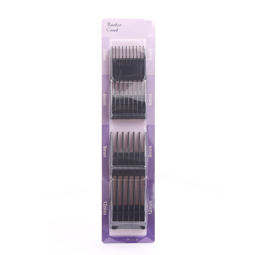 4 Pcs/set Professional Universal Black Hair Clipper Limit Comb Hairdresser Replacement Cutting GuideCompatible For Moser 1400 Series G1202(3.6.9.12mm set)