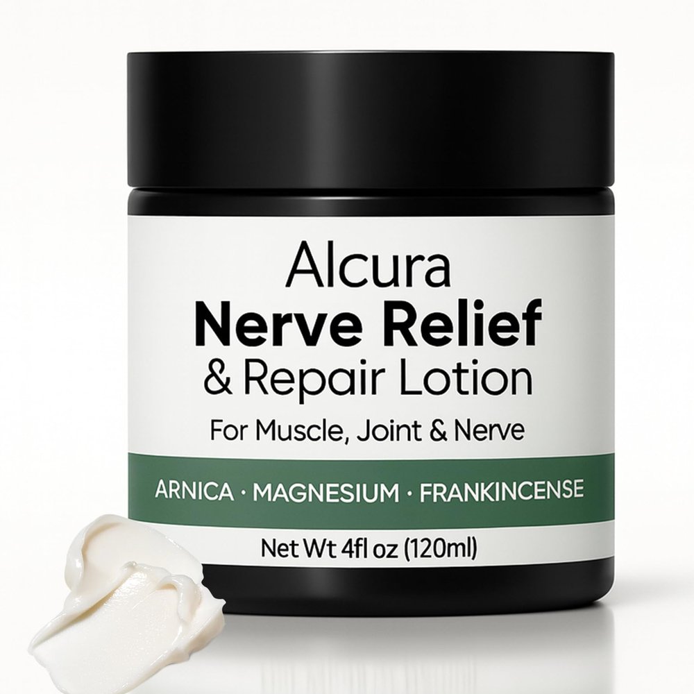 Alcura Nerve Cream, Alcura Neuropathy Lotion with Arnica, Magnesium for Body, Joint, Knee, Lumbar, Neck, Hand and Feet  4 fl oz (1)