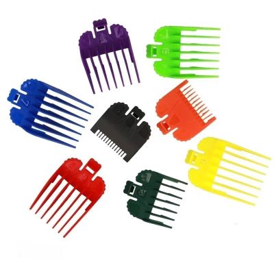 8Pcs/Set Professional Hair Cutting Guide Comb Clipper Limit Comb Trimmer Cutting Styling Tools Attachment Compatible 1.5mm-25mm(Colorful)