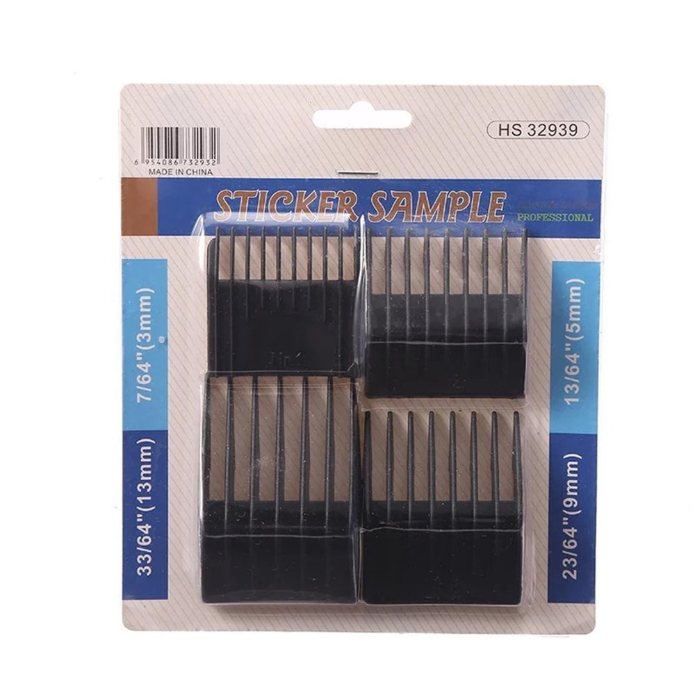 4 Pcs/set Professional Universal Black Hair Clipper Limit Comb Hairdresser Replacement Cutting GuideCompatible For Moser1400 Series G1202(3.5.9.13mm set)