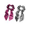TSOVTHRID 2 Pack Bow Hair Ties Adult Pink Black Zebra Print Satin Hair Ties for Curly Hair No Damage Ribbon Scrunchies with Knot Lightweight Scarf Ties view 1