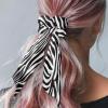 TSOVTHRID 2 Pack Bow Hair Ties Adult Pink Black Zebra Print Satin Hair Ties for Curly Hair No Damage Ribbon Scrunchies with Knot Lightweight Scarf Ties view 2