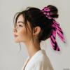 TSOVTHRID 2 Pack Bow Hair Ties Adult Pink Black Zebra Print Satin Hair Ties for Curly Hair No Damage Ribbon Scrunchies with Knot Lightweight Scarf Ties view 3