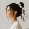 TSOVTHRID Cow Print Hair Scarf Scrunchies for Women Pack of 2 Knotted Bow Hair Ties Brown Black Ribbon Scrunchy Long Hair Decor Tails Flowing Ribbon view 3