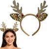 1Pcs Christmas Headband Cute Gold Elk Antlers Headband Gold Glitter Sequin Elk Ears Hair Accessories for Women Christmas Costume Elk Cosplay Fashion Accessories Winter Holiday Party Outfits for Women view 1
