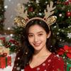 1Pcs Christmas Headband Cute Gold Elk Antlers Headband Gold Glitter Sequin Elk Ears Hair Accessories for Women Christmas Costume Elk Cosplay Fashion Accessories Winter Holiday Party Outfits for Women view 3