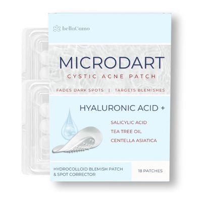 bellaCamo Microdart Cystic Acne Patch & Dark Spot Corrector Deep Penetrating Microneedle Pimple Patches for Stubborn Blemishes, Acne Spot Treatment for Zits, Redness & Under-Skin Pimples- 18ct