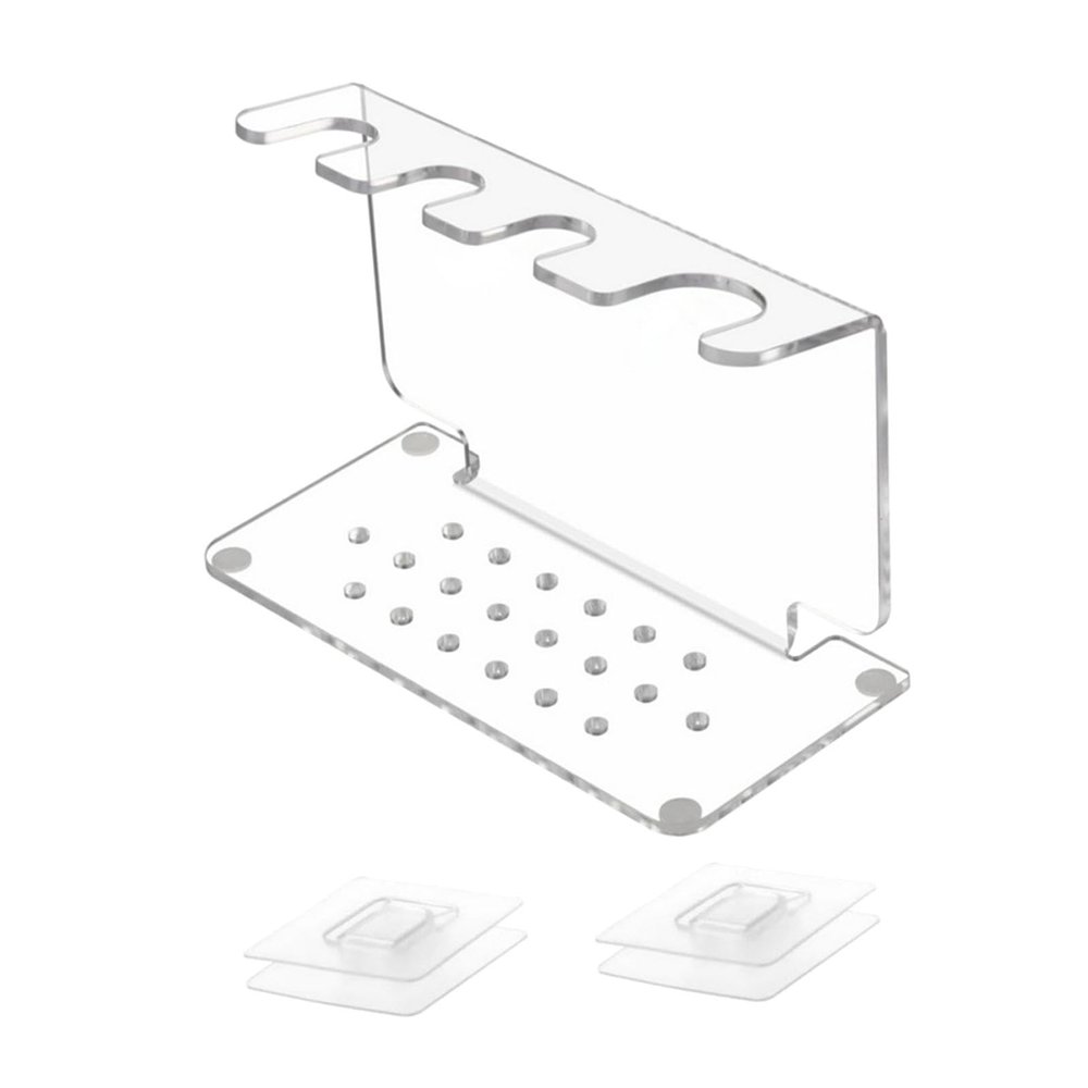 AlluraPet Razor and Brush Holder Wall Mounted Transparent Acrylic Organizer Space Saving for Bathroom 6.69x3.15x4.53 inch