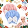 2PCS Microfiber Hair Drying Caps, Christmas Absorbent Hair Towel Wrap for Women Wet Hair Quick-Drying Hair Towels, Soft Bow Tie Wet Hair Towel Wrap for Party Favors Goody Bag Filler (Pink+Blue) view 1