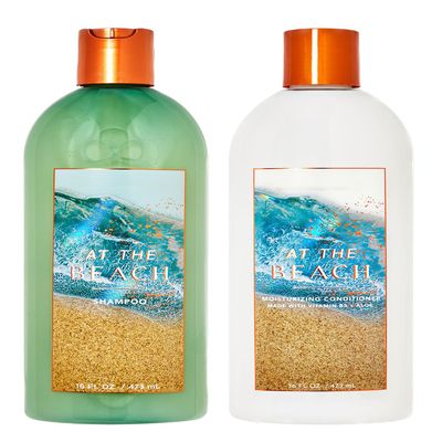 Bath and Body At The Beach Shampoo + At The Beach Conditioner - Pair of 2 bottles, 16 oz ea - Cleansing, Hydrating Shampoo + Detangling, Moisturizing Conditioner Shower Hair Care