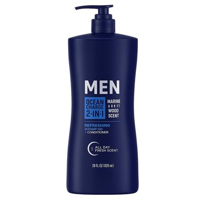 Mens 2-in-1~ Shampoo and Conditioner, Ocean Fresh Scent, 28 fl oz Large Bottle, Cleans and Conditions Hair, Suitable for All Hair Types, Refreshing & Invigorating Formula