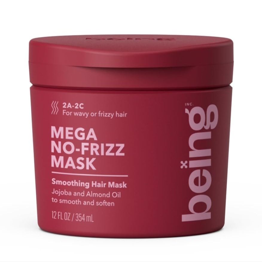 being MEGA NO-FRIZZ Moisturizing Hair Mask,Hydrates Curly & Coily Hair,Cocoa Oat Extract 12 fl oz